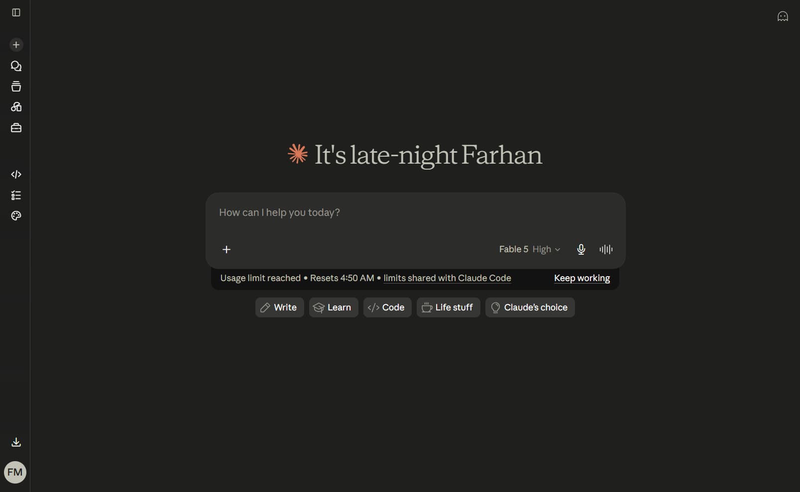 Thumbnail of Claude's landing page